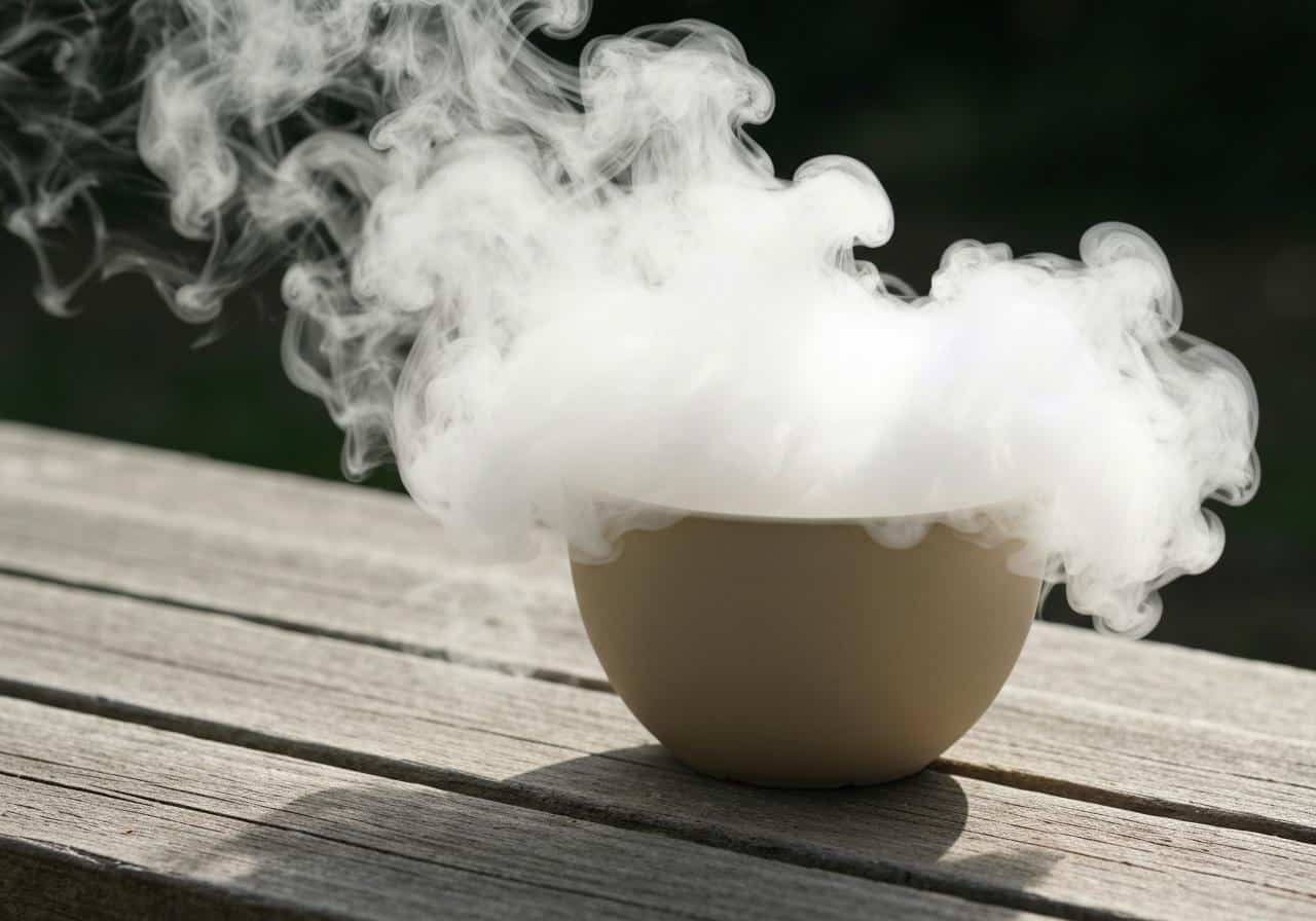 Bâton de sauge blanche fumant dans un bol en céramique