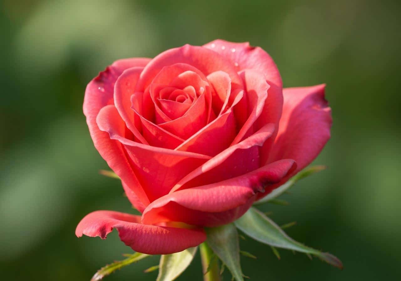 Rose fraîche en gros plan, pétales rosés, lumière naturelle