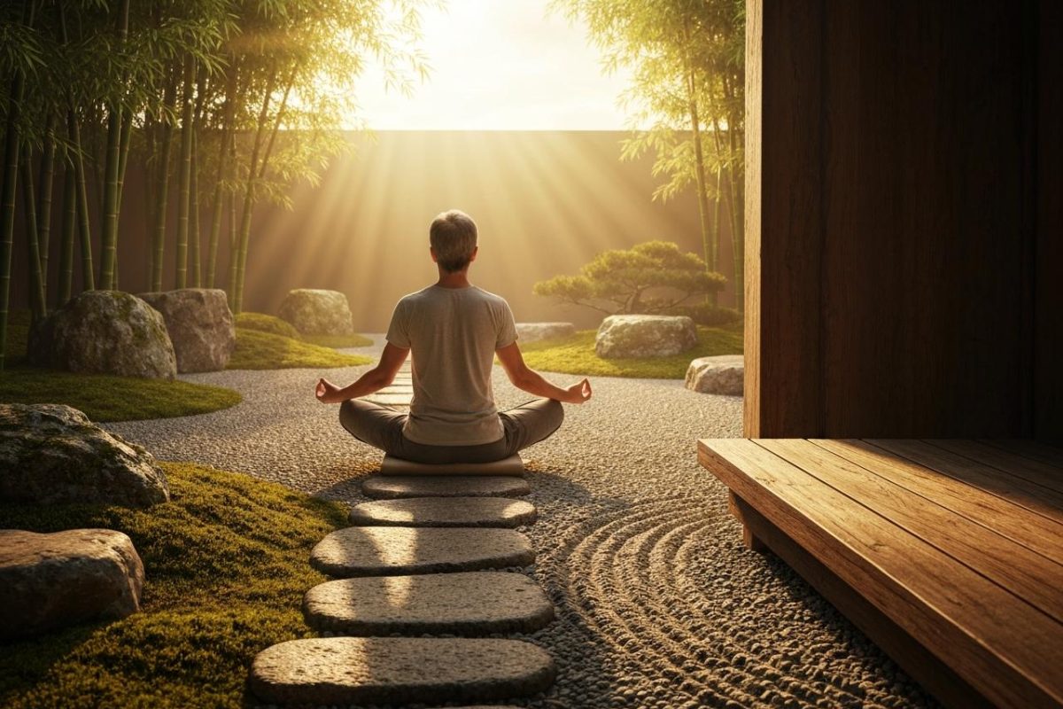 Quelle est la phrase répétée en méditation ?
